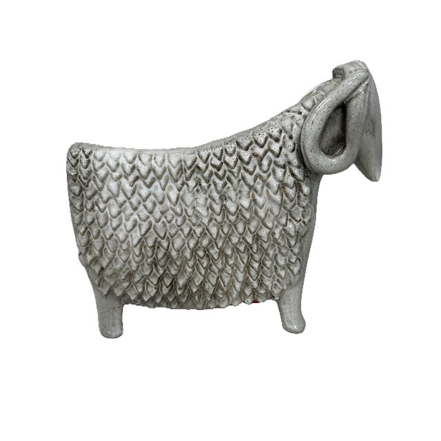 Japanese 1960s Bennington Pottery Sheep Ram Figure Sculpture Bank by David Gil & Yusuke Aida For Sale - Image 3 of 4