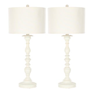 32.5 Inch H Candlestick Table Lamp in Cream - a Pair For Sale