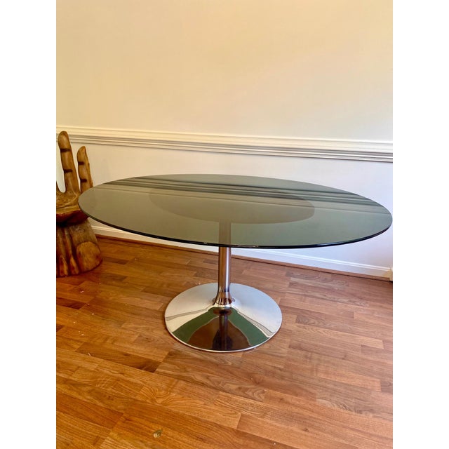 1960s Oval Smoked Glass Dining Table Chairish