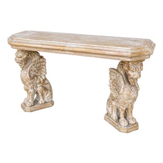 Neoclassical Wood Griffin Console Table Att. Phyllis Morris San Simeon Line For Sale