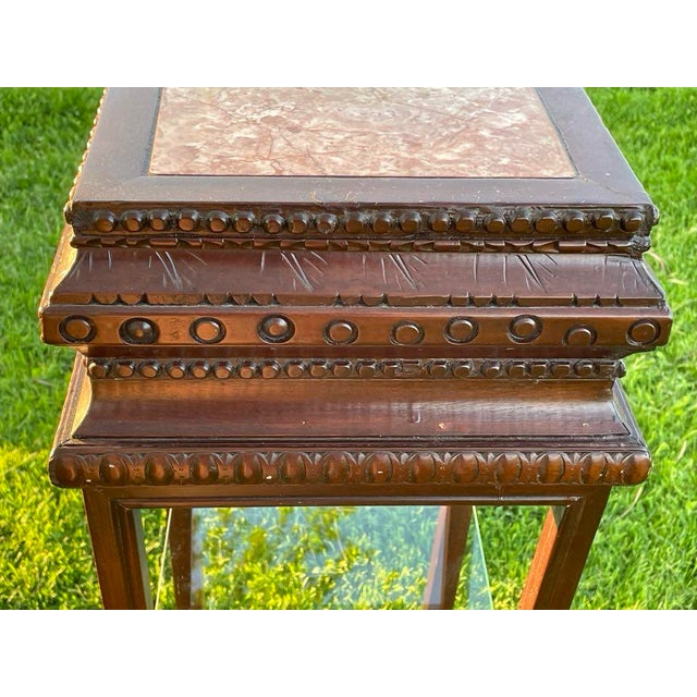 1930s Parlor Plant Stand With Rose Marble Top For Sale - Image 4 of 10