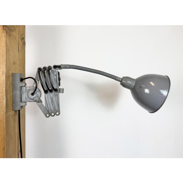 Vintage Industrial Gooseneck Scissor Wall Lamp from Elektroinstala, 1960s For Sale - Image 16 of 18