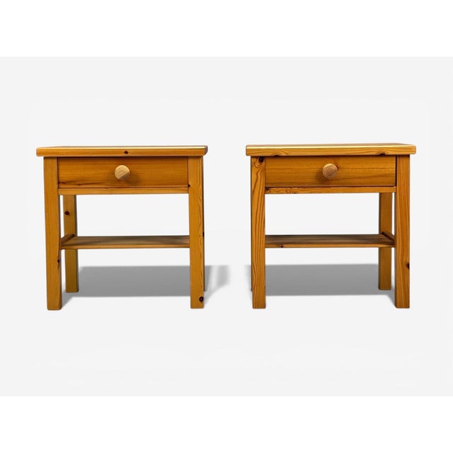 Mid-Century Modern Swedish Modern, Nightstands, Pine, Sweden, 1970s For Sale - Image 3 of 11