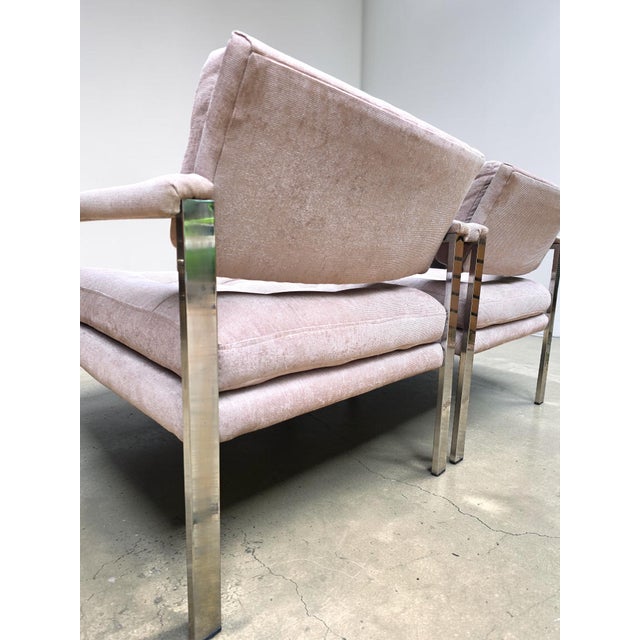 Metal 1970s Pair of Lounge Chairs Style of Milo Baughman For Sale - Image 7 of 13