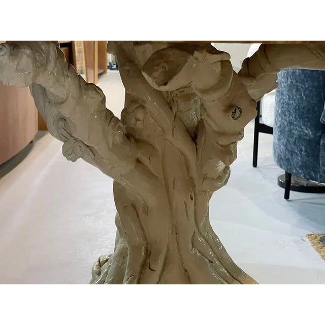 Italian Late 20th Century Italian Round Onyx Table With Faux Bois Base For Sale - Image 3 of 8