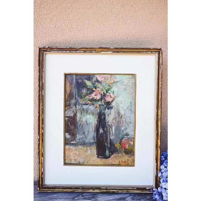 Ezio Pastorio, Vase of Flowers, Oil on Panel, 1970s For Sale - Image 7 of 8