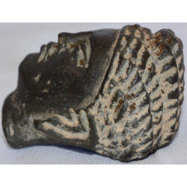 Early 20th Century Small Hand-Carved Stone Buddha Head For Sale - Image 4 of 7