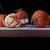 The Last by Victoria Novak | Oil on Canvas Still life of oranges on a shelf For Sale