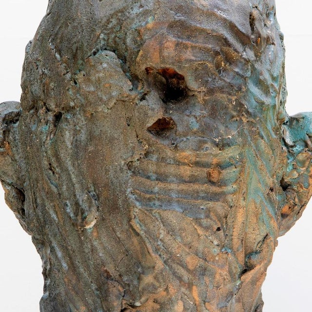 Ceramic Expressionist Head in Refractory Stoneware with Copper Glaze, 2010s For Sale - Image 15 of 18