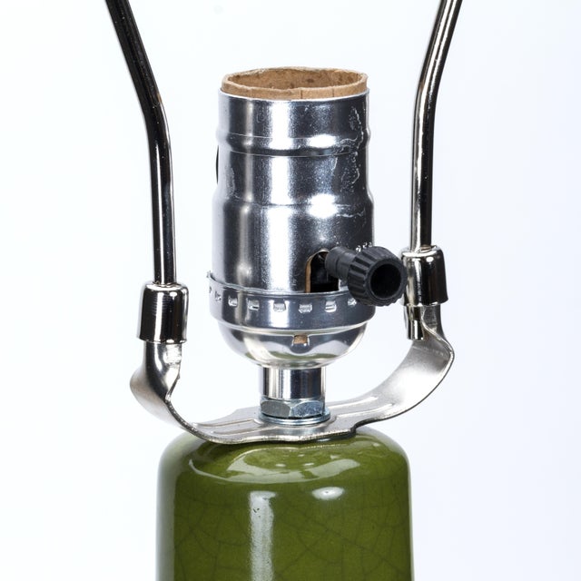 Casa Cosima Casa Cosima Double Gourd Table Lamp, Olive Craquelure/Blue Stream Shade For Sale - Image 4 of 7