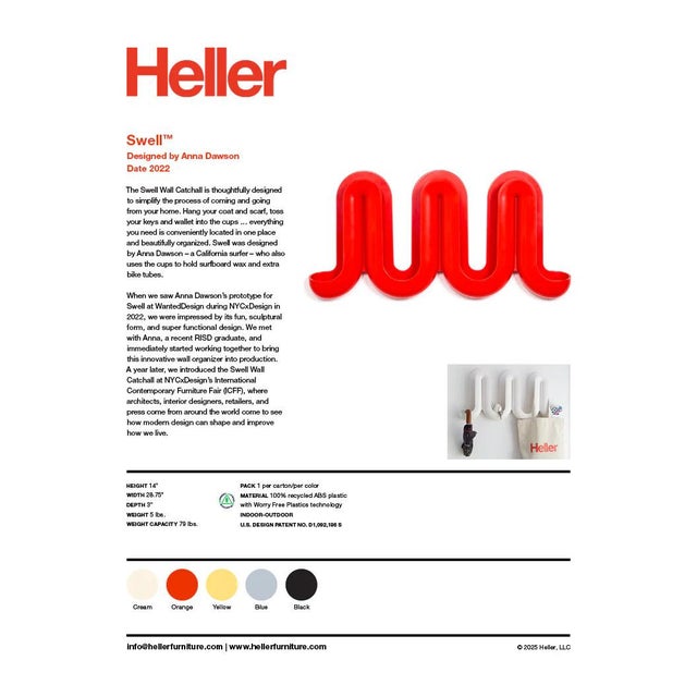Plastic Heller Swell Wall Catchall Catch-All Organizer Designer Anna Dawson Coat Rack Hellerware For Sale - Image 7 of 7