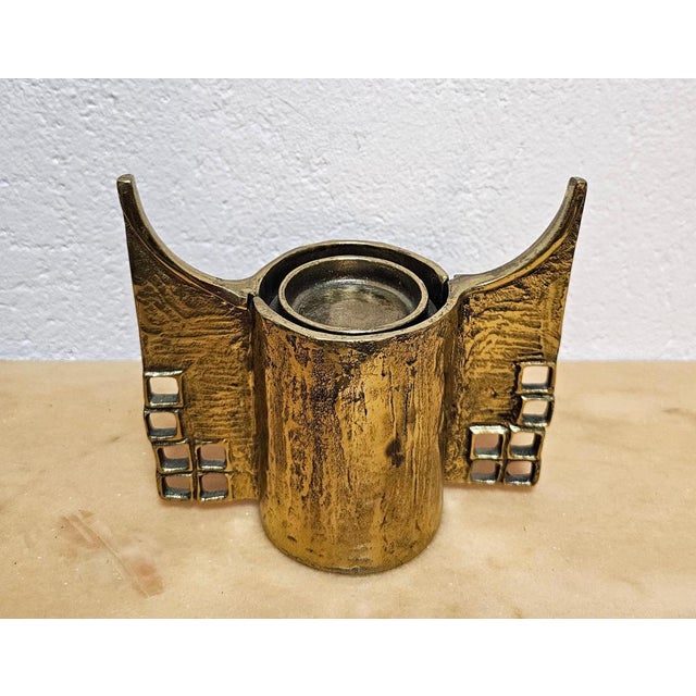 Sculptural Brutalist Gilt Bronze Candleholder by Heinz Goll, 1960s For Sale - Image 4 of 8