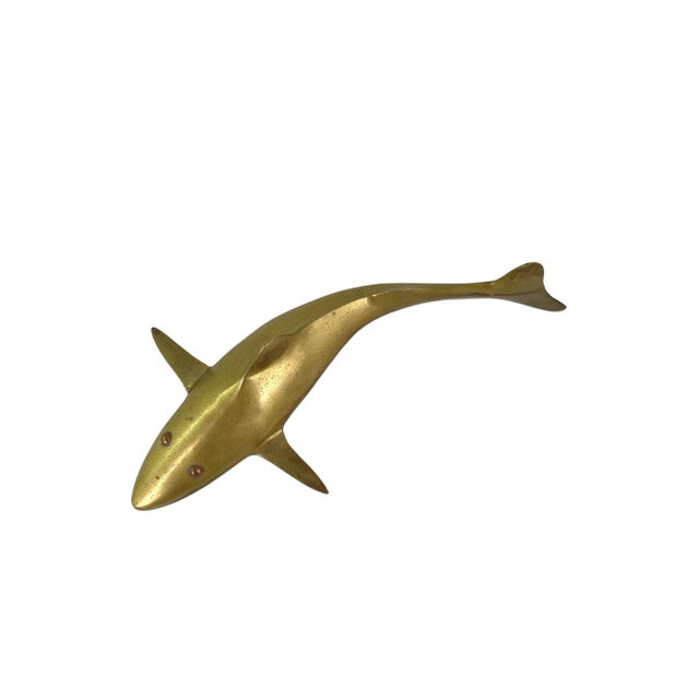 Mid-Century Brass Shark For Sale - Image 4 of 6