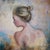 Presence by James Van Fossan | Oil Painting of a woman seen from behind with a soft background For Sale