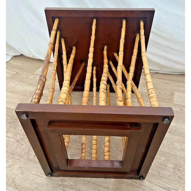 Mid-Century Side Table Hollywood Regency Bamboo & Wood Forest-Base For Sale - Image 12 of 12
