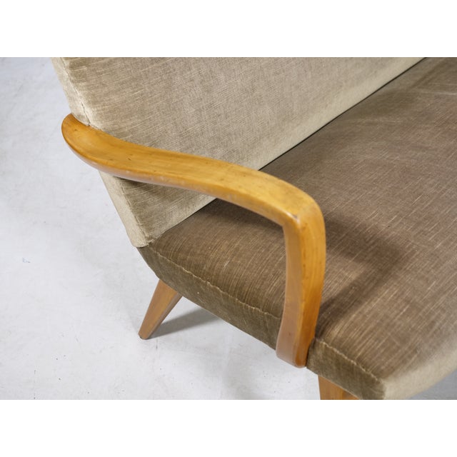Brown Mid-Century Modern Cocktail Sofa in Velour, 1960s For Sale - Image 8 of 11