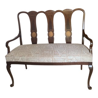 Fortuny Upholstered English Regency Style Bench For Sale