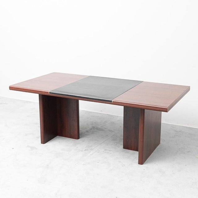 Wooden and Eco-Leather Desk Table, 1970s For Sale - Image 11 of 11