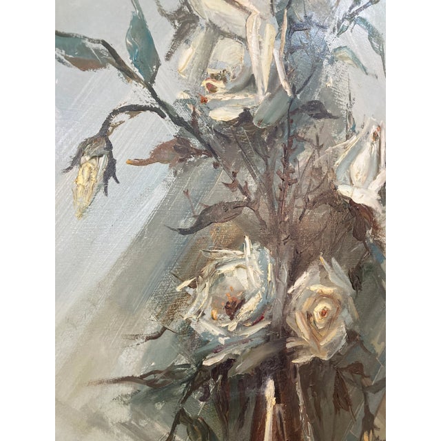 1960s Vintage Floral Oil on Canvas Painting For Sale - Image 5 of 10