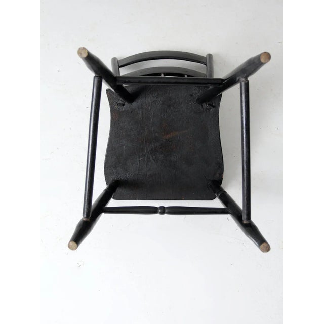 Antique Stencil Back Plank Seat Chair For Sale - Image 6 of 12