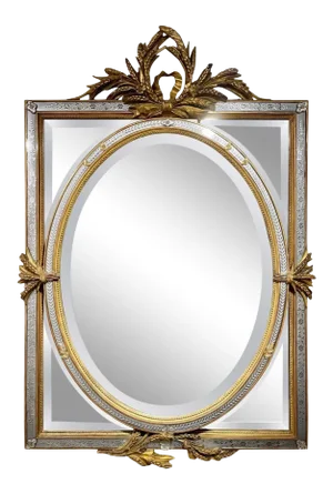19th Century French XVI Style Giltwood and Etched Glass Cushion Mirror