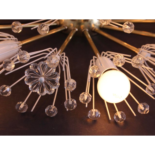 Metal Large Mid-Century Modern Snowball Ceiling Lamp in Glass and Brass by Emil Stejnar for Rupert Nikoll, 1950s For Sale - Image 7 of 18