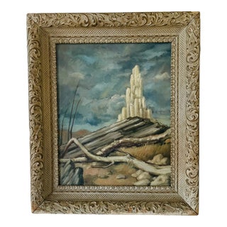 Antique Oil on Canvas Painting Symbolism Dali Style For Sale