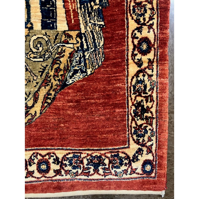 Vintage Hand-Knotted Persian Kashkoli Lion & Crown Symbol Rug 3'4" X 3'7" For Sale - Image 4 of 6