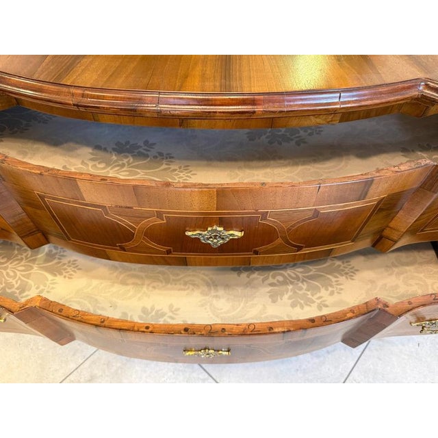 Baroque Chest of Drawers in Fruitwood Marquetry and Walnut For Sale - Image 12 of 18