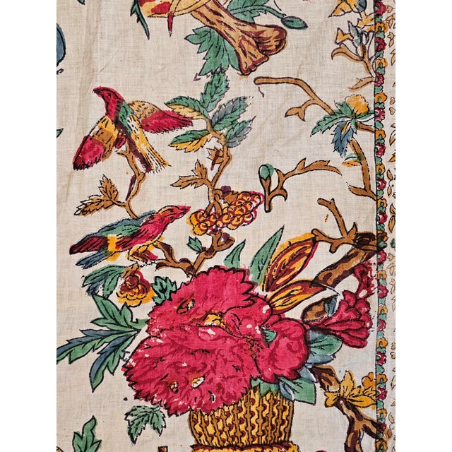 Antique Indian Export Palampore Tree of Life Panel in Hand-Block Printed Cotton, 19th Century For Sale - Image 3 of 13