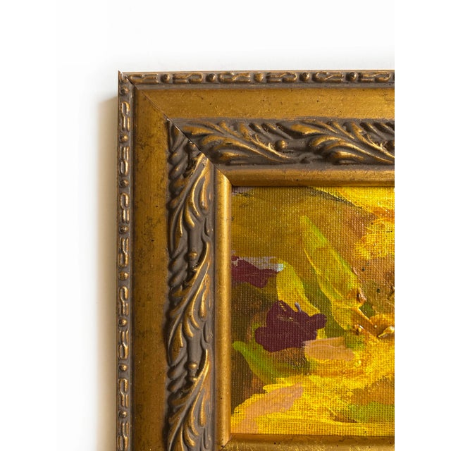 Abstract "Dry Leaves" 2025 Framed Mini Painting With Vintage Frame For Sale - Image 3 of 3