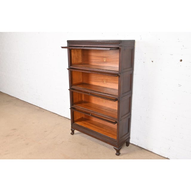 Antique Arts Crafts Mahogany Four Stack Barrister Bookcase by Macey