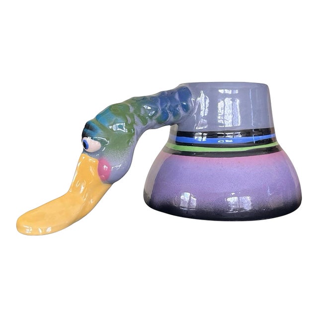 Vintage Postmodern Ceramic Sculptural Duck Mug For Sale