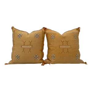 Early 21 St Century Moroccan Orange Sabra Pillow Covers - a Pair