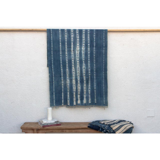 Vintage African Moss "Arbinda Ridge" Indigo Throw For Sale In Los Angeles - Image 6 of 6
