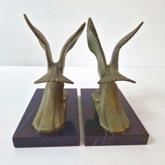 Stone Vintage Seagull on a Wave Bookends in Marble and Metal, 1950s, Set of 2 For Sale - Image 7 of 15