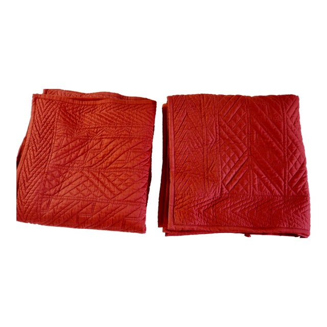 Ralph Lauren Quilted Cotton Euro Sham Pillows 27 X 27 - A Pair For Sale