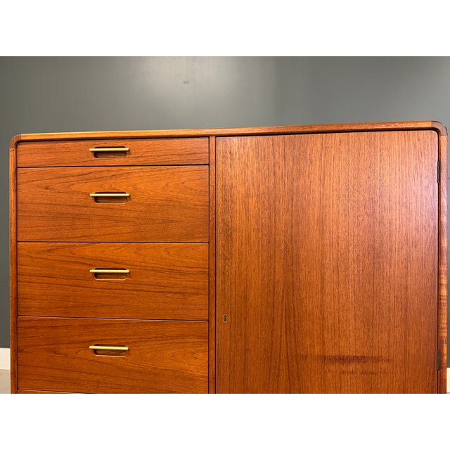 Wood Danish Modern Teak Armoire Dresser For Sale - Image 7 of 11