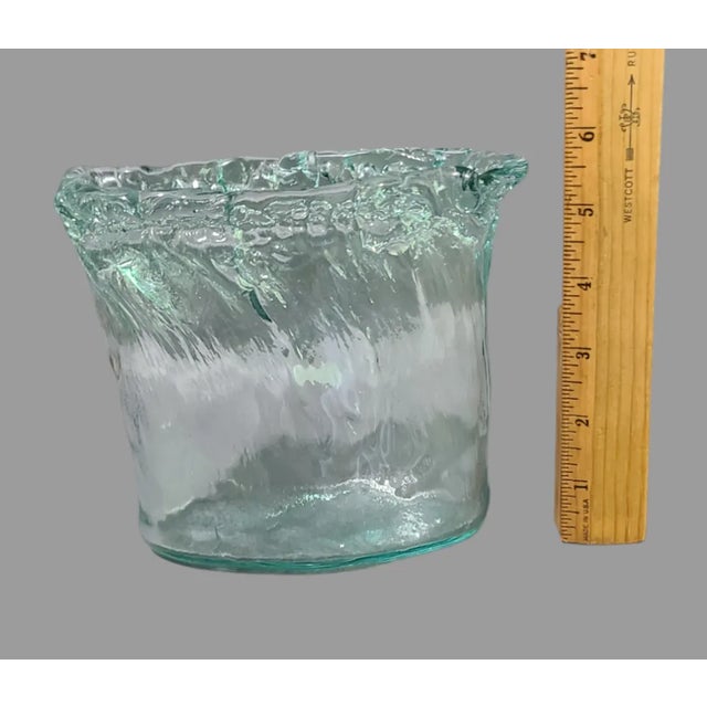 Late 20th Century San Miguel Vidrios Spain 100% Recycled Glass Sea Glass Green Art Vase For Sale - Image 4 of 7