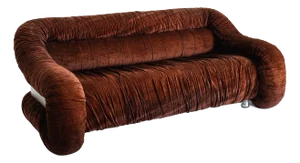 F&t Salotti Space Age Italian Velvet and Chrome Wrapped Sofa