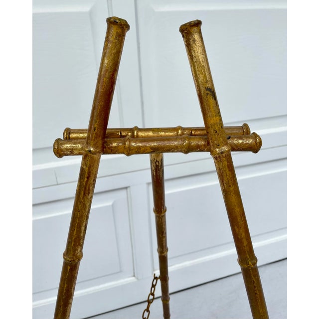 Traditional Vintage Gilt Gold Faux Bamboo Metal Easel For Sale - Image 3 of 10