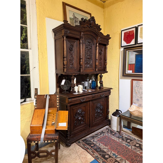 Traditional European Carved Wood Hutch or Cabinet For Sale - Image 3 of 8