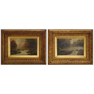 Pair of 19th Century Signed Oil on Board Landscapes
