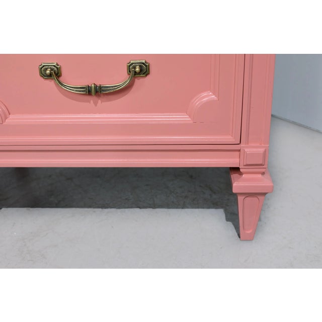 Wood 1970s Transitional Pair of Nightstands in Coral Pink - Newly Painted For Sale - Image 7 of 12
