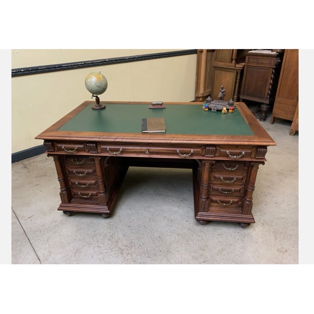 Wood Antique Neo-Renaissance Desk, 1880 For Sale - Image 7 of 15