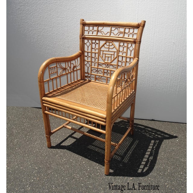 Vintage Asian Oriental Bamboo Rattan W Cane Accent Chair ...