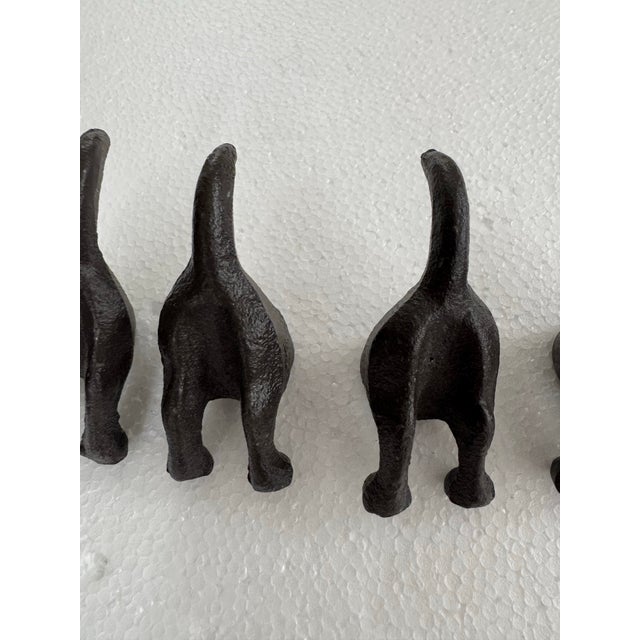Boho Chic 6 Vintage Cast Iron Dog Hooks For Sale - Image 3 of 7