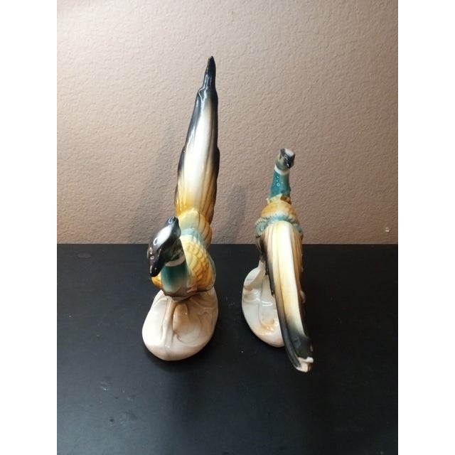 1940 Pair of Royal Copley Ring Neck Pheasant Figurines For Sale - Image 4 of 6