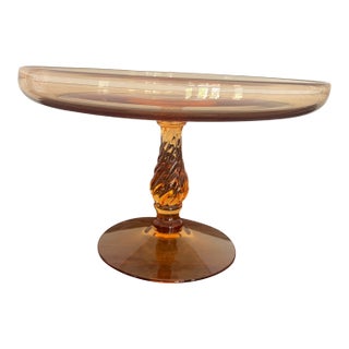 Mid 20th Century Mid-Century Modern Italian Amber Art Glass Tazza With Twisted Stem For Sale