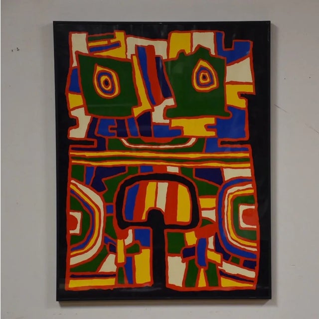 A pen signed abstract serigraph by French artist Jacques Soisson numbered 142/150 and dated 1976.